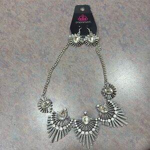 Paparazzi Silver Necklace with Crystal Embellishments